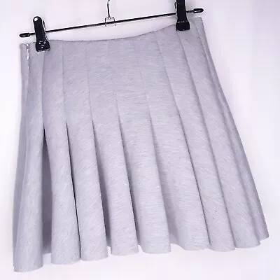 Mini Circle Skirt Heather Gray Sweatshirt Fabric Pleated Size X-Small • $12.79