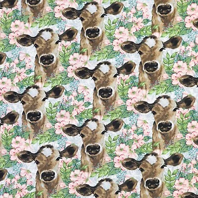 100% Cotton Fabric - Cows - French Hill Farms -Blank Quilting - Animals • £5.15