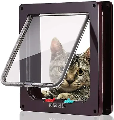 4 Way Medium Small Pet Cat Puppy Dog Magnetic Lock Lockable Safe Flap Door Frame • $16.99