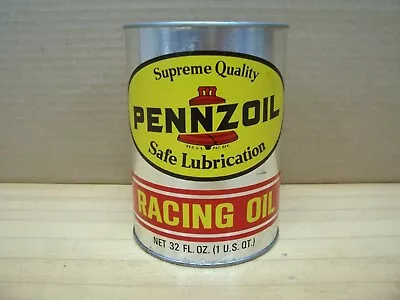 Vintage Pennzoil Racing Oil SAE 20W-40 Quart Can Advertising • $29.99