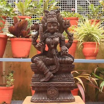 $260 • Buy Shakti Devi Statue Hindu Goddess Wooden Sculpture Durga Lakshmi Kali Pooja Idol