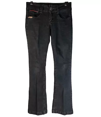 Bubblegum Charcoal Hot Pink Stitching Flare Stretch Denim Jean Size Junior 11/12 • $36.99