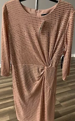 New York & Co Peach Metalic Dress Woman's Size X-Large  NWT • $50