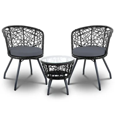 $213.95 • Buy Gardeon Outdoor Furniture Rattan Bistro Set Chair Patio Garden Wicker Cushion