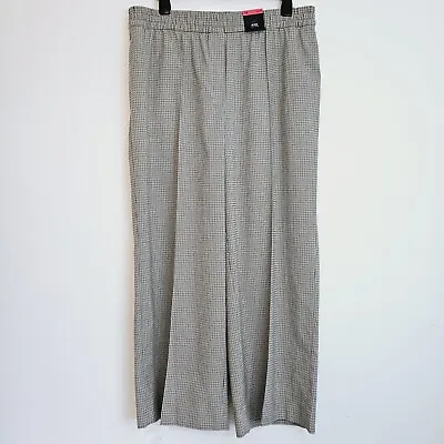 NEW Ex M&S 18-22  Black Brown White Woven Checked Wide Leg High Waist Trousers • £11.95