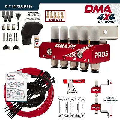 Diff Breather Kit 5P + Snorkel Sock Nissan Patrol Navara D22 D40 Mq Gu Gq Red • $91.50