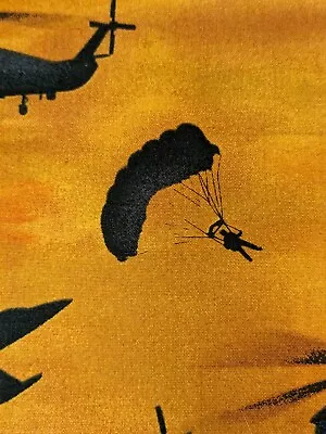 Fabric - Helicopters In A Sunset Sky - 34 X 25 • $2.75