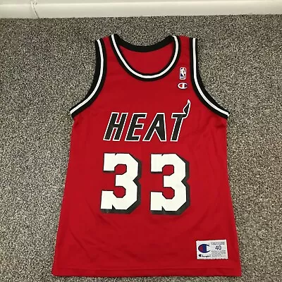 Vintage Champion Alonzo Mourning Miami Heat Jersey Red Sz 40 / Medium USA Made • $139.99