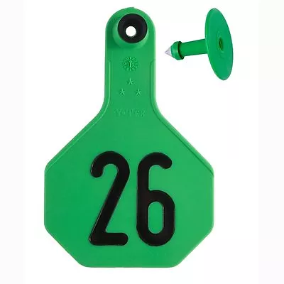 Y-Tex Medium 3* Livestock ID Ear Tags - #26-50 Green 25ct Pkg *NOW Laser Printed • $34.60