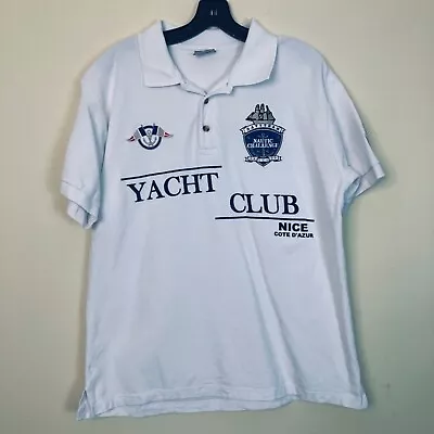 CM Polo Yacht Club Nice Cote D'Azur Men's Large Navy Team Nautic Challenge Vtg • $13.99