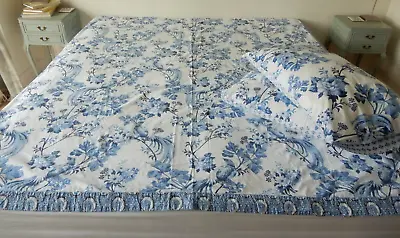 Marks & Spencer Double Duvet Cover & 2 Pillowcases Chinoiserie Birds Florals VGC • £55