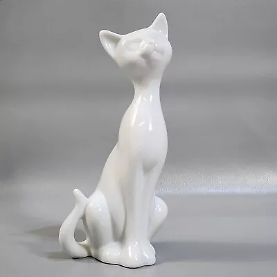 Vintage OMC Siamese Cat Figurine Japan Porcelain White Mid Century Modern 7 1/2  • $19.99