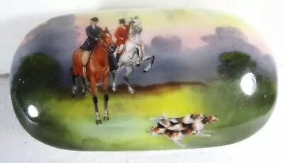 Vintage Royal Bayreuth Equestrian Fox Hunt Covered Dresser Box • $20