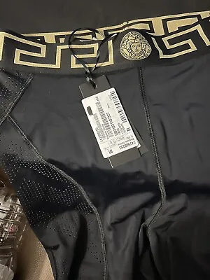 Authentic Versace Greco Sports Leggings With Logo High Waist Band BLACK  SZ M • $325