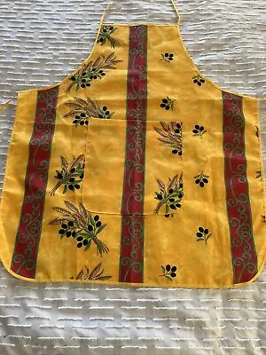 La Demeure Provence Apron - Yellow With Olive And Wheat Motif • $7.50