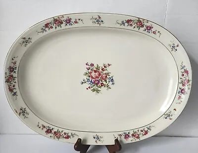 Czechoslovakia China VICTORIA FLORAL W/GOLD TRIM 16 1/4  OVAL Serving PLATTER • $109.99