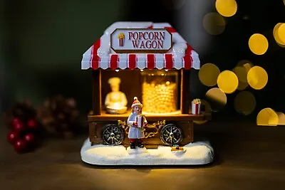 Christmas LED Musical Village Scene Decoration Home Decor Popcorn Wagon Light Up • £12.99