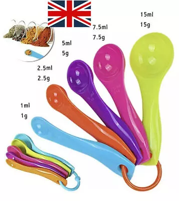 5* /Set Measuring Spoons Plastic Teaspoon Measure Spoon Cups Gram Scoop Kitchen • £3.65