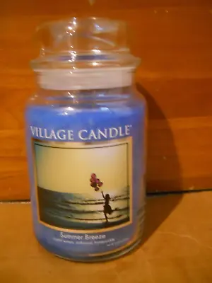 New Village Candle SUMMER BREEZE Scented 2 Wick 21.25 Oz Premium Jar Candle Blue • $19.99