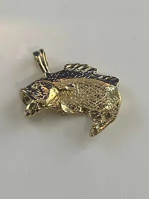 Jumping Bass Fish Pendant Charm 24k Gold Plated 3D Diamond-Cut Sport Fish New • $14.25