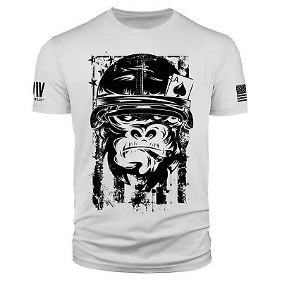 American Ace Of Spades Savage Ape Monkey Military Short Sleeve Shirt • $23.95