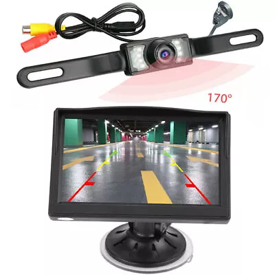 5'' LCD Screen Monitor Car Backup Camera Rear View Parking System Waterproof Cam • $36.99