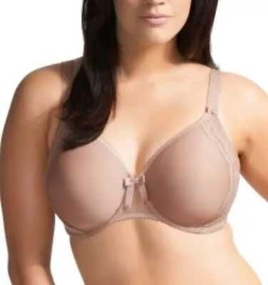 Elomi Hermione Underwired Bandless Molded Bra 42E Beige Nude EL8120 Lace Accent • $23.99