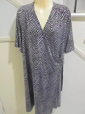 $19.99 • Buy BELLE CURVE 18 + Black White Wrap Tie At Side PARTY SPECIAL OCCASION DRESS