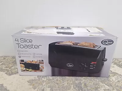 Quest 4 Slice Toaster Black - Extra Wide Long Slots For Crumpets And Bagels • £19.45