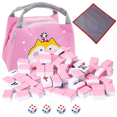 Chinese Mahjong Tiles Set With Portable Handbag 144 Melamine Tiles With 4 Dices • $28.99