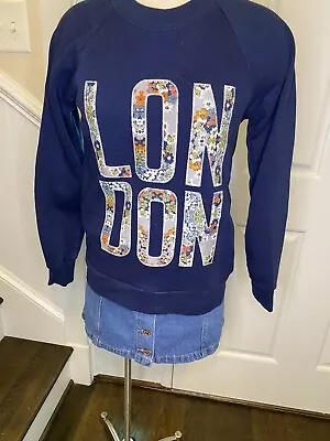 J. Crew Sweatshirt Womens Small Navy Pullover  London Floral Graphic Crewneck • $18