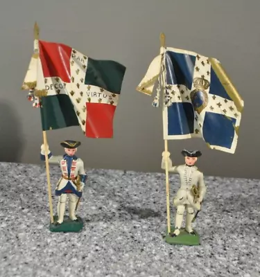 2~Vintage Fernande Madame Metayer Metal Toy Soldiers Figures Holding Flags • $48.99