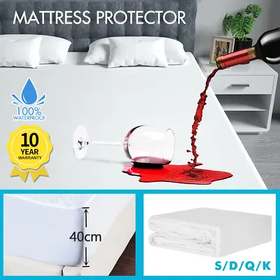 $23.99 • Buy Matress Waterproof Mattress Protector Terry Cotton Bed  Single King Queen Double