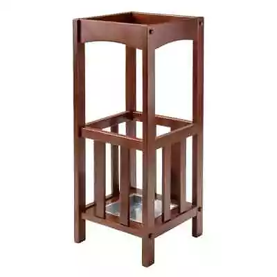Wood Umbrella Stand With Metal Tray Entryway Foyer Mudroom Walking Cane Holder • $63.99