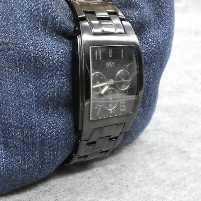 Guess Steel Mens Watch G105500G Black Metal Link Band Rectangle 32 Mm Black Dial • $15.74