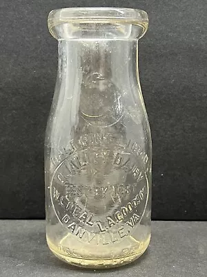 Vintage Embossed Quality Dairy 3 Cent Half Pint MILK BOTTLE Danville Virginia VA • $10.99