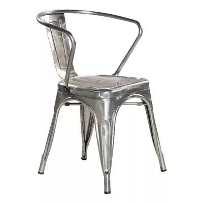 Plata Import Silver Metal Industrial Rustic Cafe Dining Chair (Set Of 4) • $159.99