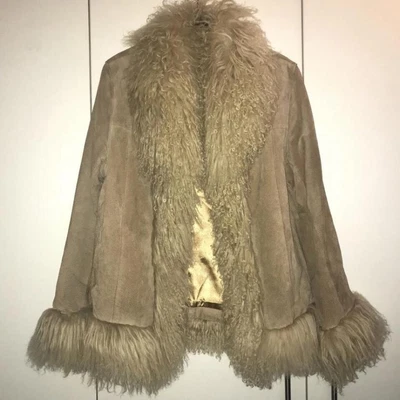£140 • Buy VTG Penny Lane Afghan Mongolian Fur Suede Leather Coat 70s Boho Charlotte Simone