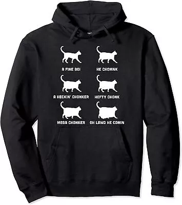 Funny Cats Meme Chonk Cat Chart Animal Gift Unisex Hooded Sweatshirt • $34.99