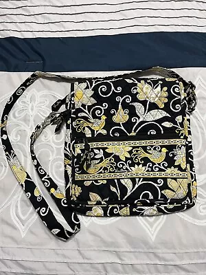 VERA BRADLEY Mailbag Crossbody Purse Hipster - Yellow Bird - Black • $17.99