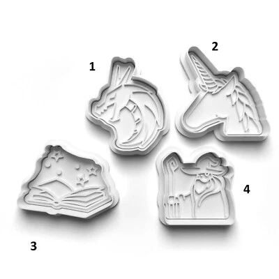 $9.85 • Buy Dragon Wizard Unicorn Fairytale Cookie Cutter Embosser Stamp Fondant 8x7cm
