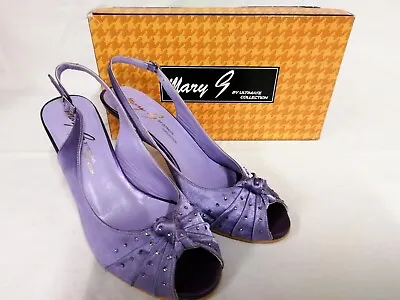 Mary G. Lilac Leather Peep Toe Slingback Shoes With 3.5  Heels Size UK 5 • £29.99