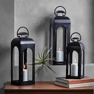 Better Homes & Gardens Metal Candle Holder Lantern Classic Style Black Medium • $19.78