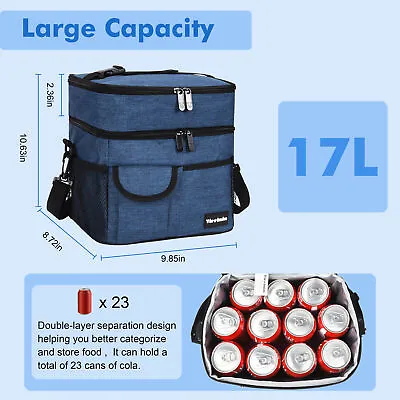 Double Deck Insulated Lunch Bag For Men Women Kids Lunch Cooler For School Work • $16.99