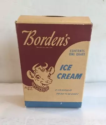 1940's Bordens Elsie The Cow 1 Quart Ice Cream Cardboard Container Unused Vg • $11.99