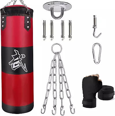 Hanging Punching Bag Set Unfilled Heavy Boxing Bags Kickboxing Bag For Adults K • $125.88