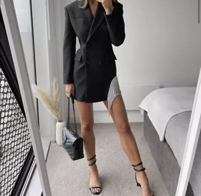 Zara Blazer Dress With Rhinestone Fringe - Small • £50