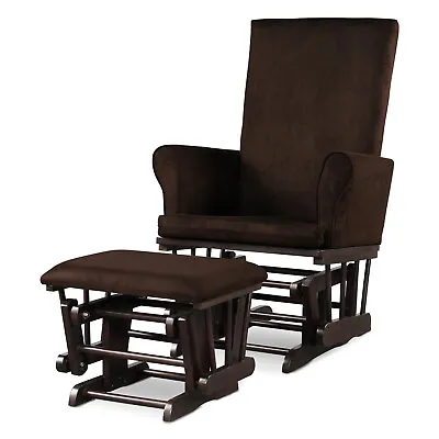 Costway Glider And Ottoman Cushion Set Wooden Baby Nursery Rocking Chair • $177.99