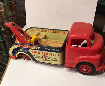 Vintage 1950's Wyandotte Litho Emergency Auto Service Tow Truck Missing Parts • $35