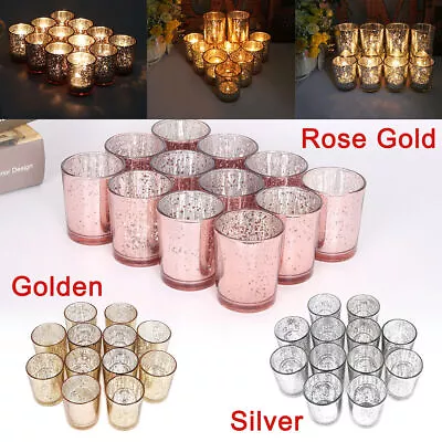 £11.89 • Buy 24x Mercury Vintage Glass Tea Light Candle Holders Votive Wedding Home Decor NEW